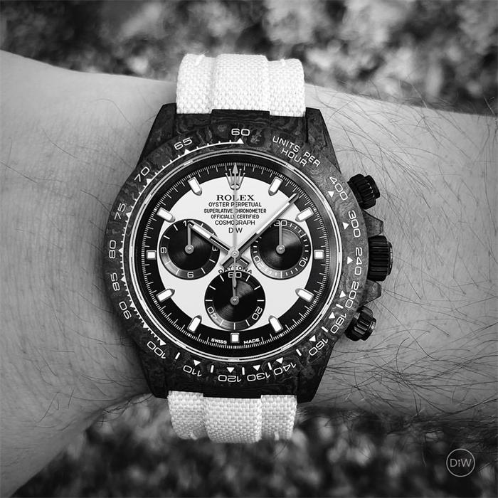 DiW Speedster White Carbon Daytona 40mm Custom Rolex Daytona 116500LN Panda Dial Watch