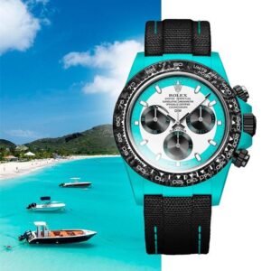 DiW Celeste Invert 40mm Custom Rolex Daytona Quartz Fiber Panda Dial Watch