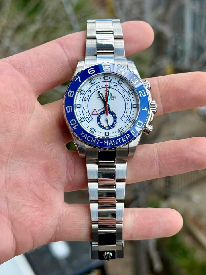 Rolex Yacht-Master II 116680 White Dial 44mm Oystersteel Blue Cerachrom Bezel Watch