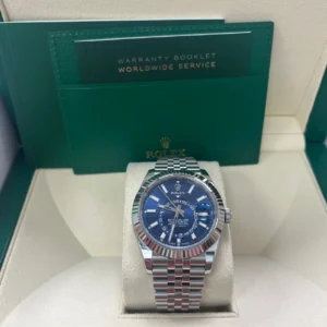 Rolex Oyster Perpetual Sky-Dweller Ref. 336934 Bright Blue Dial 42mm White Rolesor Jubilee Bracelet Watch