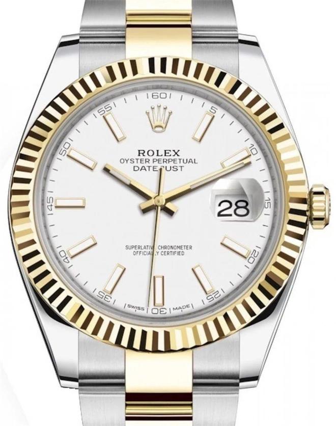 Datejust 41 126333 Style Oystersteel and Yellow Gold White Dial Fluted Bezel Watch – Bild 3