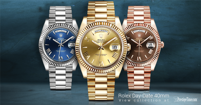 Rolex Day-Date watches in different precious metal styles