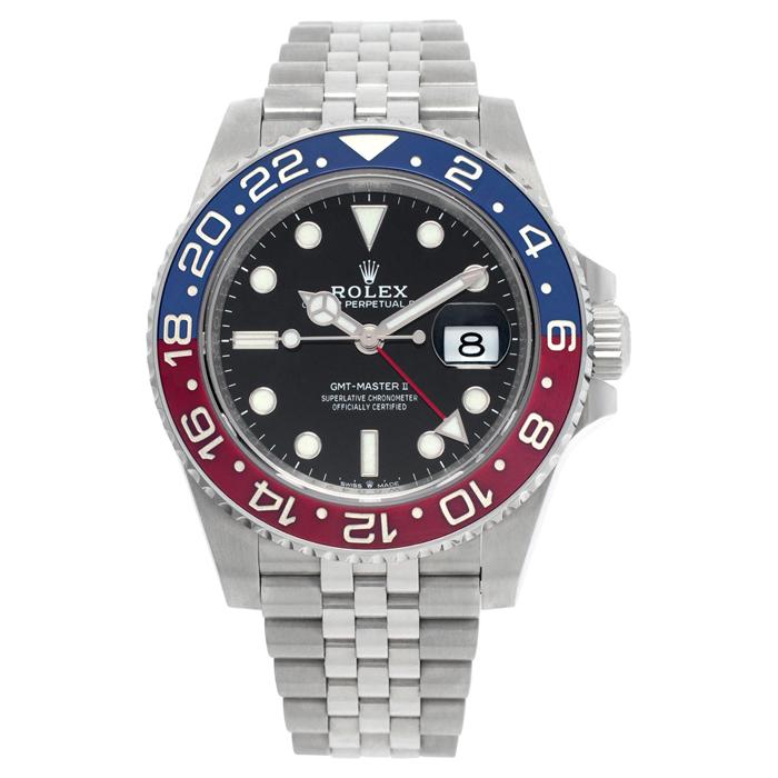 Rolex GMT-Master II Pepsi 126710BLRO front view with Jubilee bracelet