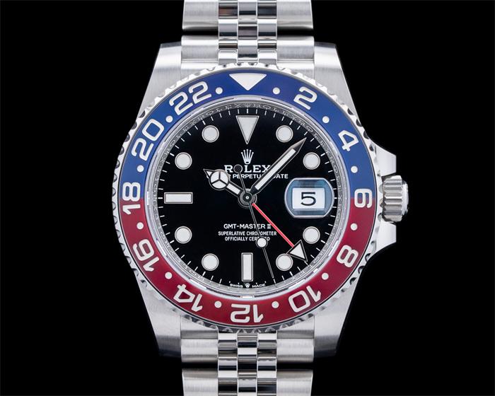 Rolex GMT-Master II Pepsi black dial and red blue Cerachrom bezel