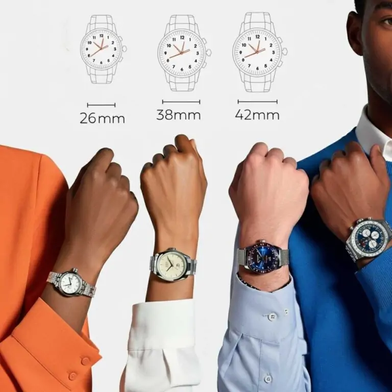 Rolex watch size comparison showing different case diameters on wrist
