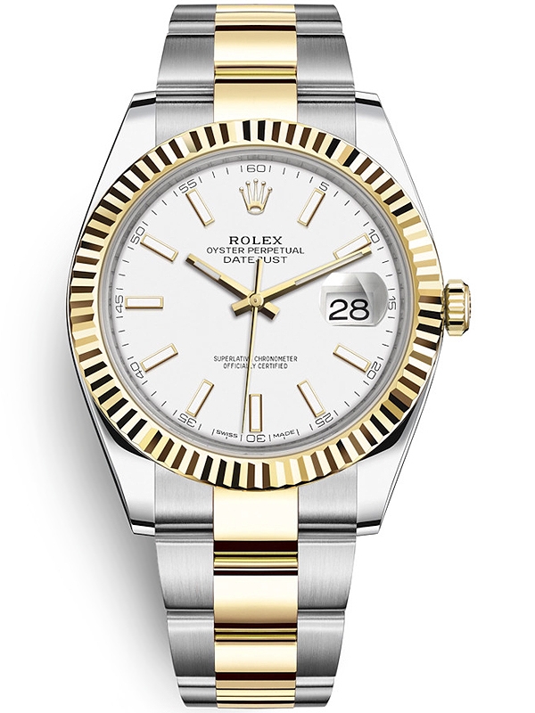 Datejust 41 126333 Style Oystersteel and Yellow Gold White Dial Fluted Bezel Watch – Bild 4